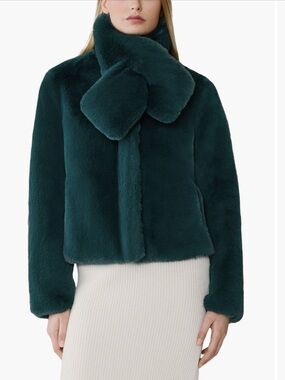 Soia & Kyo Kendell Scarf Faux Fur Green Jacket